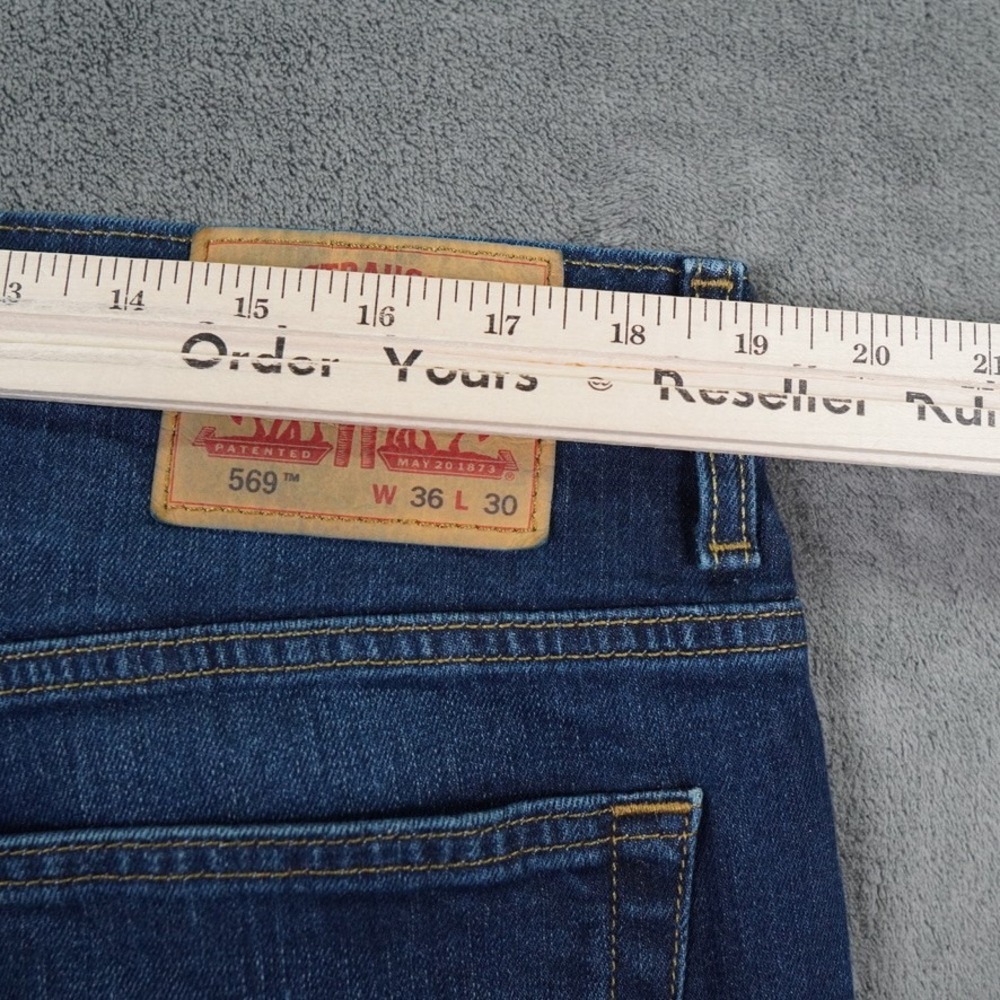 Levi 569 Jeans Mens 36x30 Blue Loose Straight (36x28.5) Denim Great Fade Logo - Picture 6 of 11